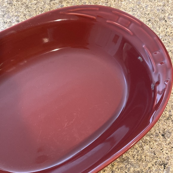 Longaberger Pottery Woven Traditions Paprika Red Oval Serving Dish - Picture 4 of 16